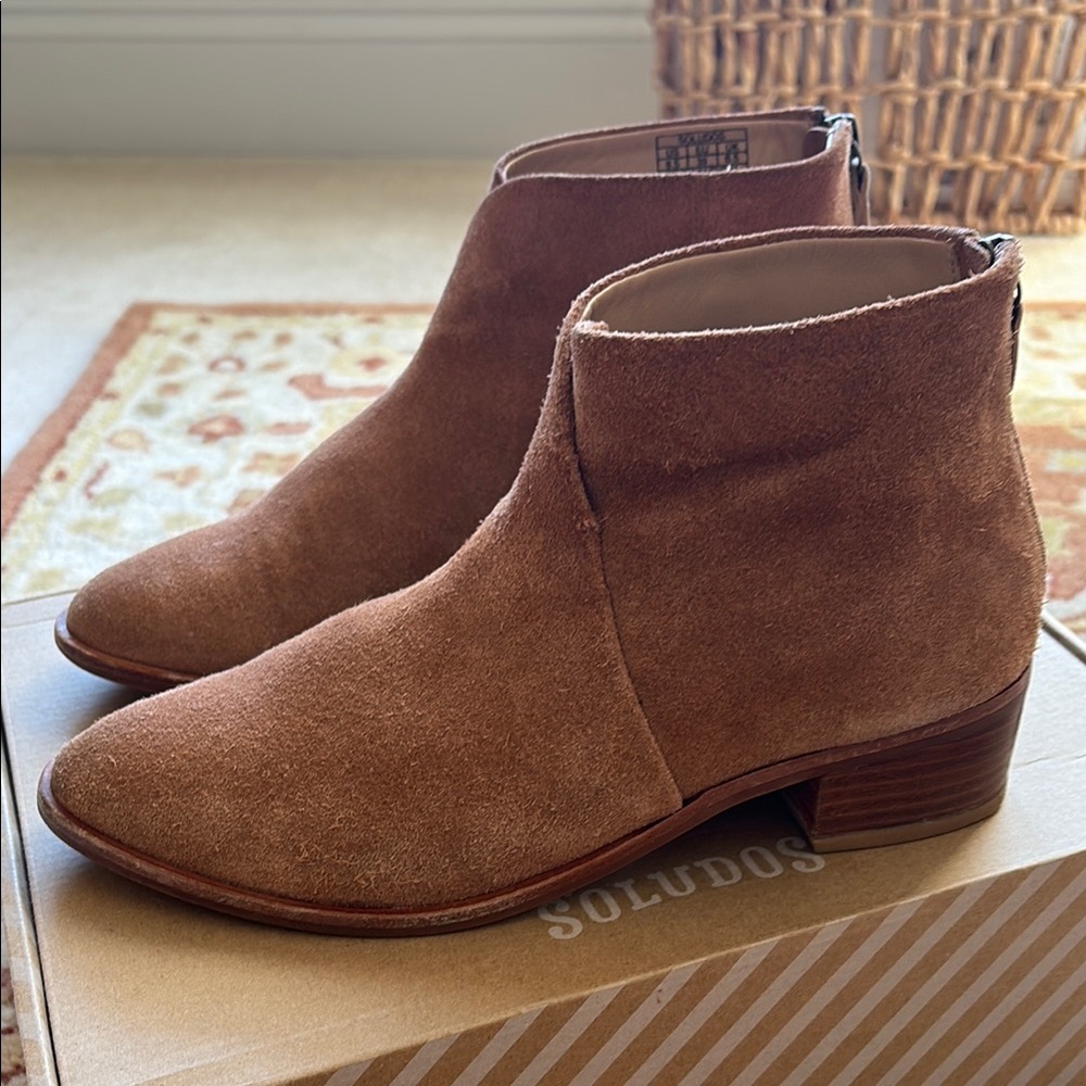 Soludos Tan Ankle Booties with Suede Finish